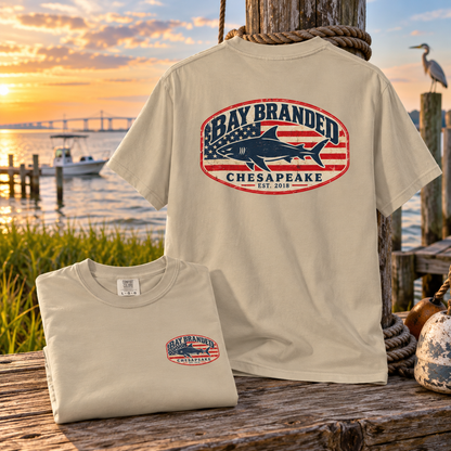 American Flag Megalodon Logo T-Shirt