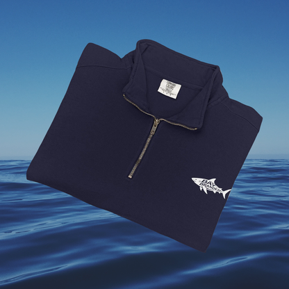 Bay Branded Megalodon Shark Logo Quarter-Zip Sweatshirt