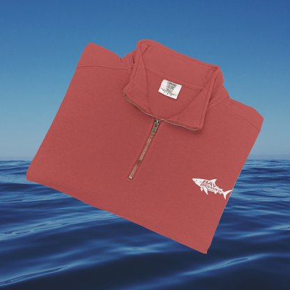 Bay Branded Megalodon Shark Logo Quarter-Zip Sweatshirt