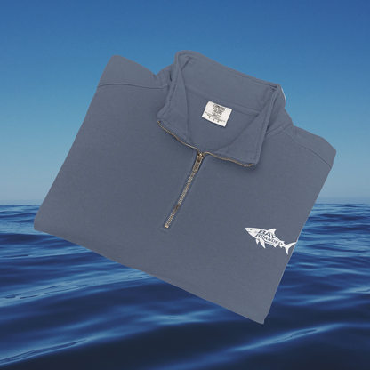 Bay Branded Megalodon Shark Logo Quarter-Zip Sweatshirt