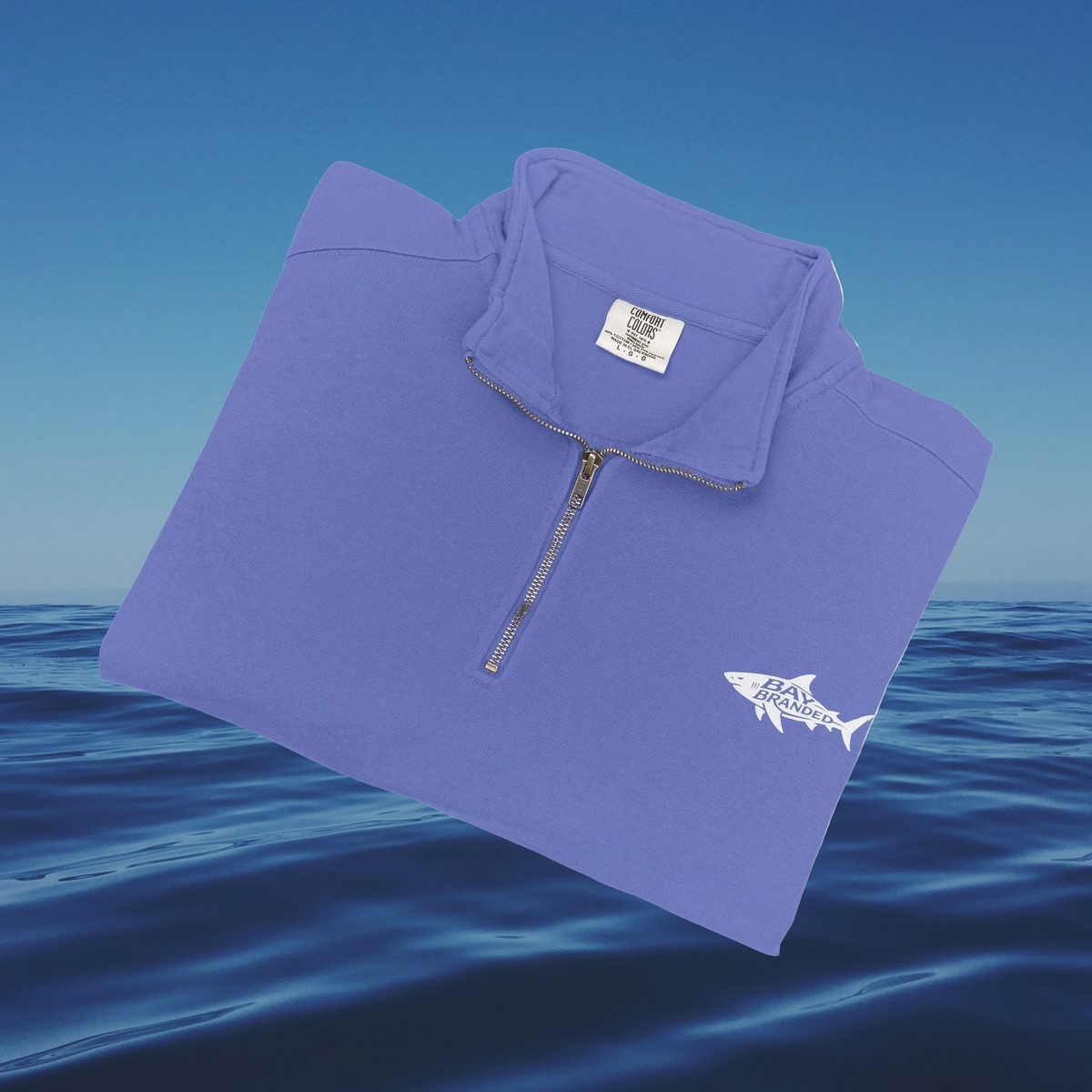 Bay Branded Megalodon Shark Logo Quarter-Zip Sweatshirt
