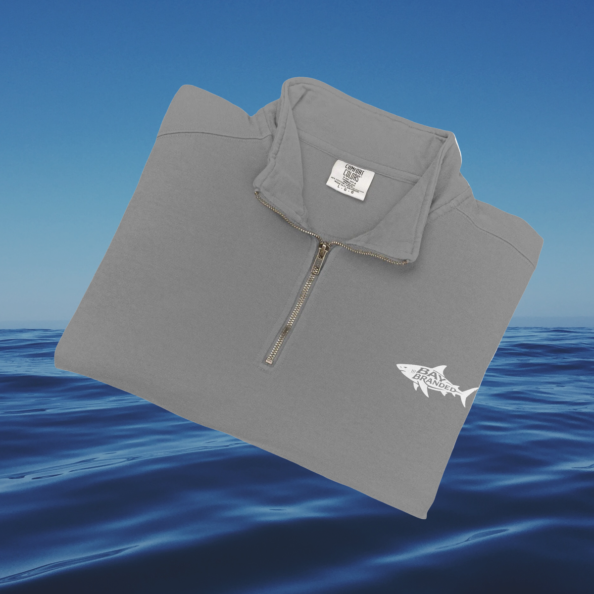 Bay Branded Megalodon Shark Logo Quarter-Zip Sweatshirt